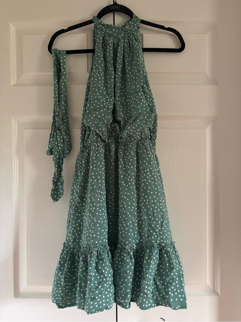 Women’s green polka dot midi dress size S